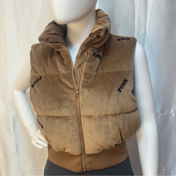 PINK Victoria's Secret Jackets & Blazers - Victoria’s Secret Pink Super Soft Ribbed Velour Cropped Puffer Vest
